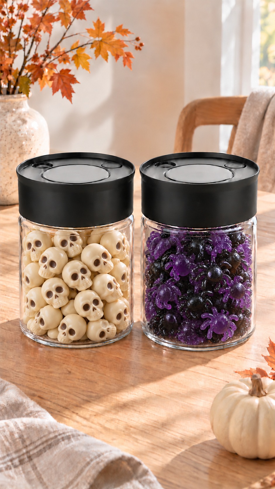 Halloween med Kuben Home opbevaringsglas fyldt med slik