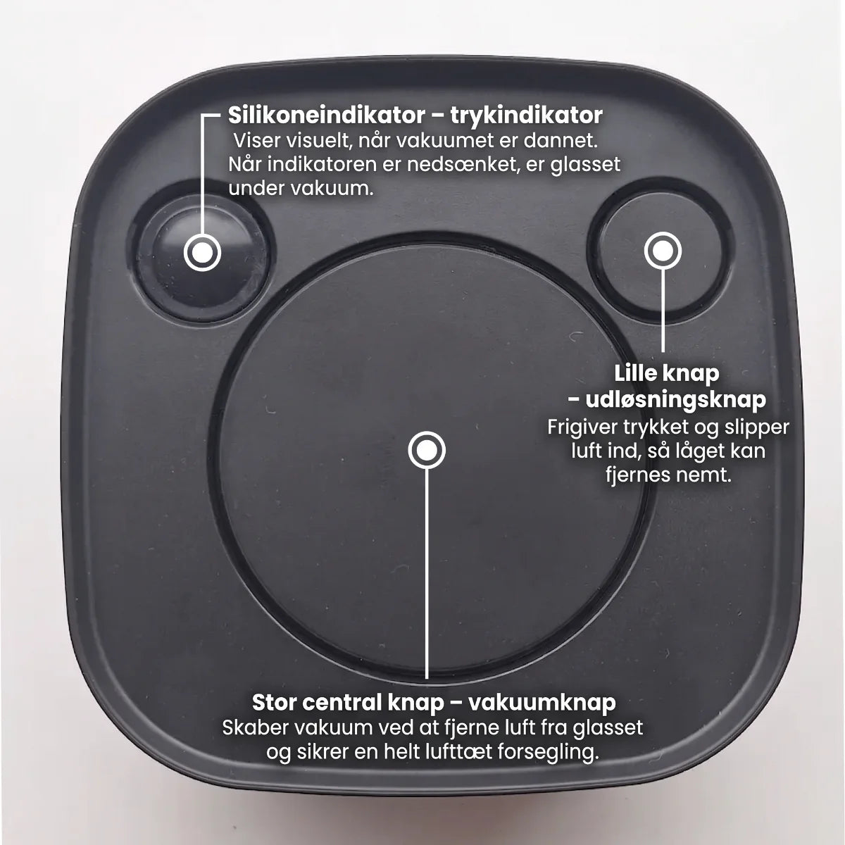 MALMÖ – sæt med 4 vakuumglas, smart låg med visuelt indikator, 800 ml